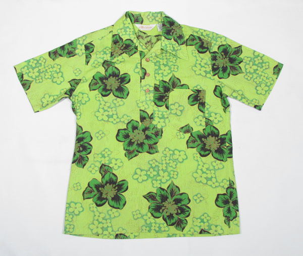 ビンテージ アロハシャツ 1960'sプルオーバー ハイビスカス グリーン 緑