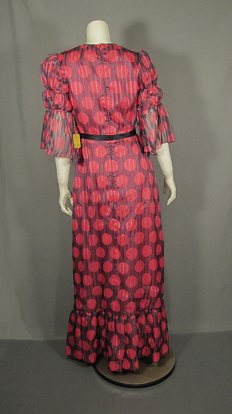 ビンテージ ドレス 【SARMI】60-70’s 1960=70年代 シルク ピンク ポルカ ドット ロングワンピース