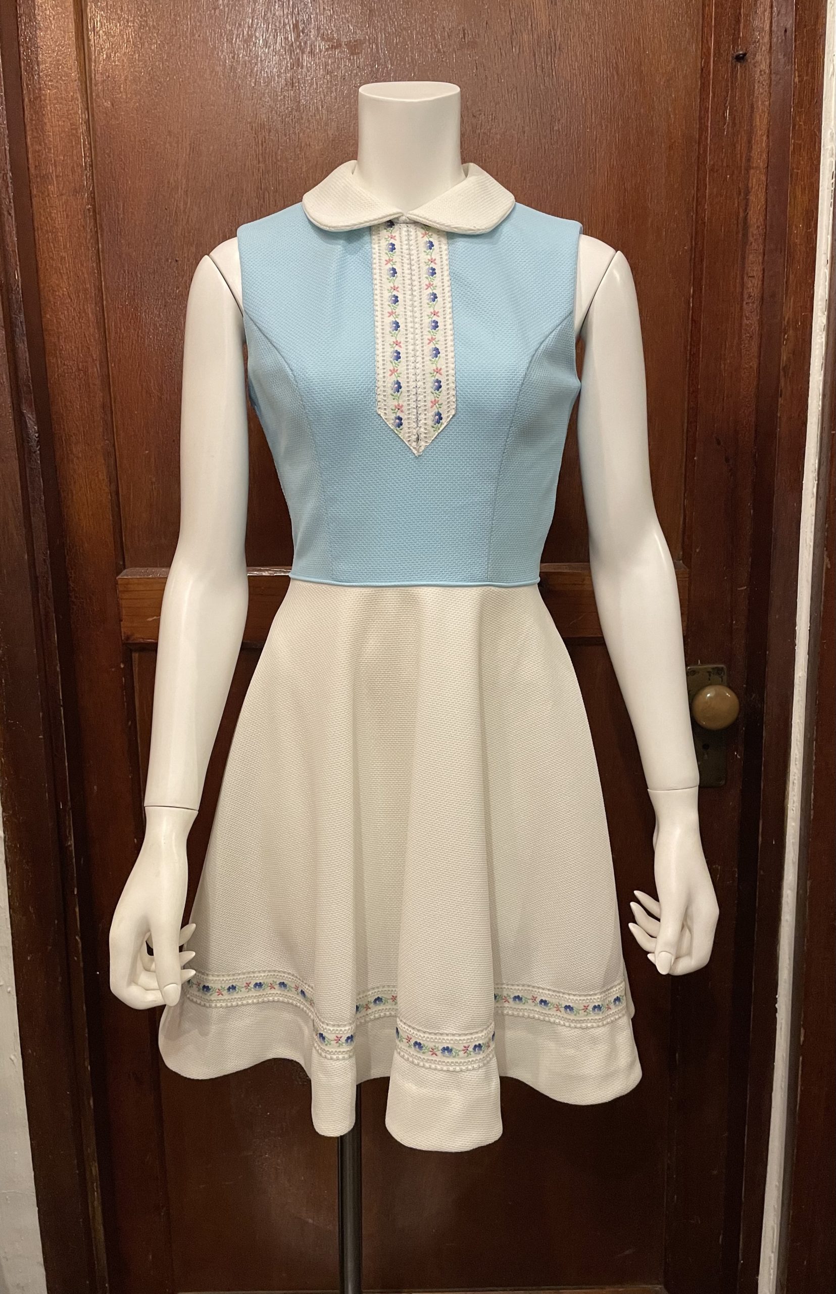 60年代 60s ヴィンテージ 水色 白 ツートーン ドレス ワンピース