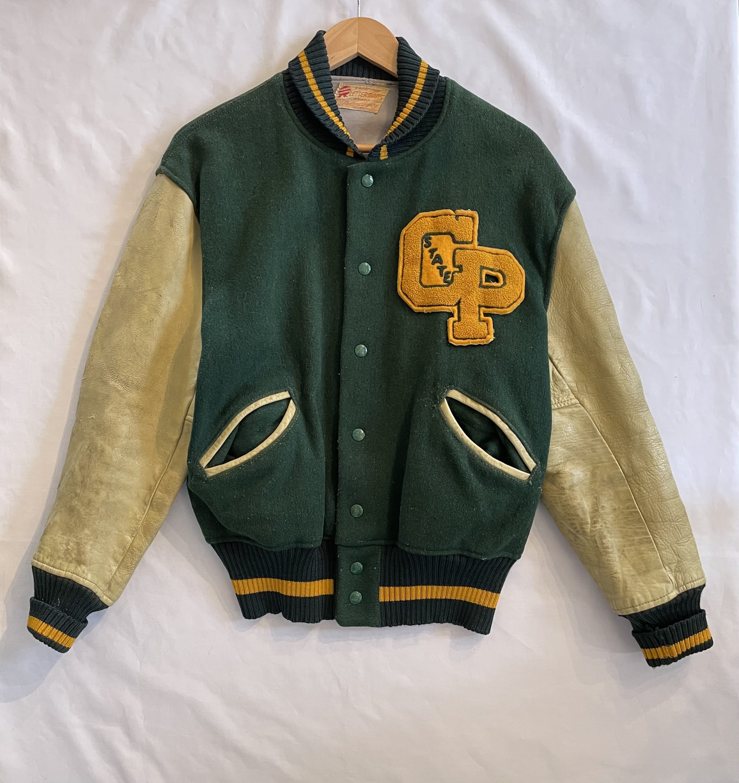 60's 1960年代 ビンテージ スタジアムジャケット 緑 黄色 スタジャン
